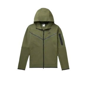SEND OFFER🔥Nike Sportswear Tech Fleece Full Zip Up Hoodie-Rough Green Black
